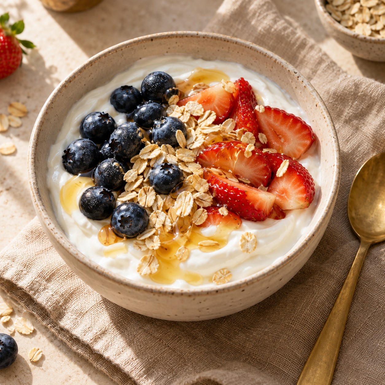 Greek yogurt with berries and oats